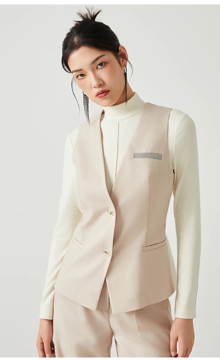 K2548W Luxury women's autumn suits vest wool office business wear formal Laidies woolen clothes - Walmarkettt.com