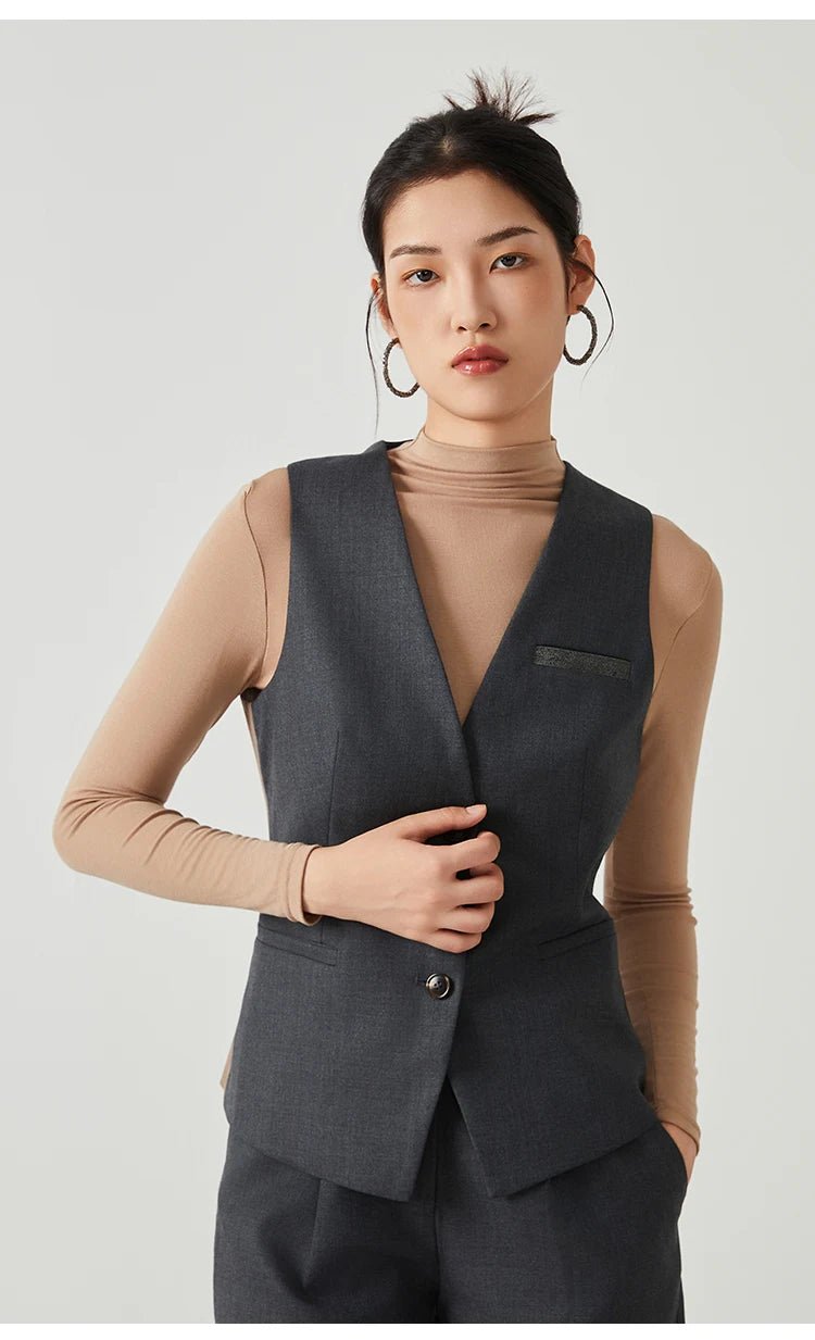 K2548W Luxury women's autumn suits vest wool office business wear formal Laidies woolen clothes - Walmarkettt.com