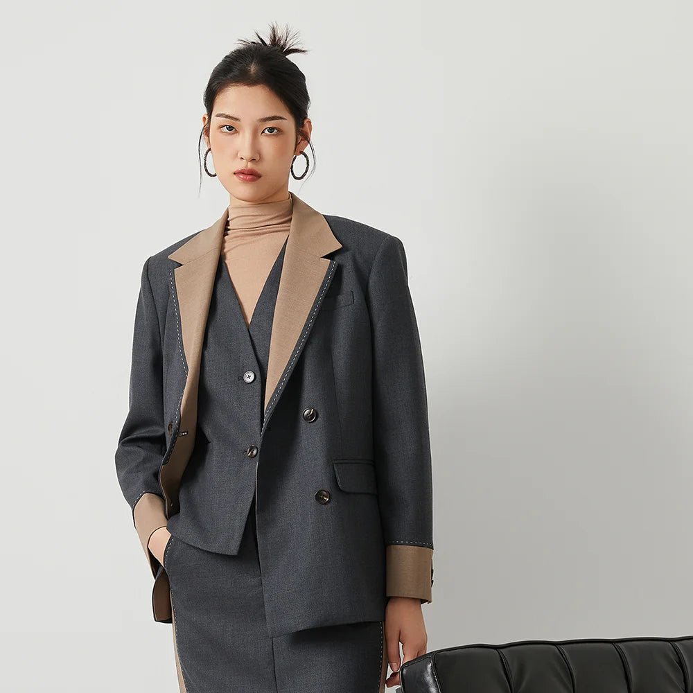K2548W Luxury women's autumn suits vest wool office business wear formal Laidies woolen clothes - Walmarkettt.com