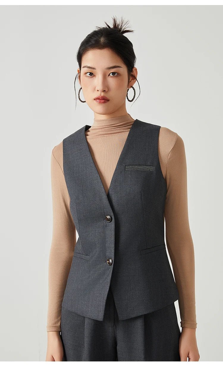 K2548W Luxury women's autumn suits vest wool office business wear formal Laidies woolen clothes - Walmarkettt.com