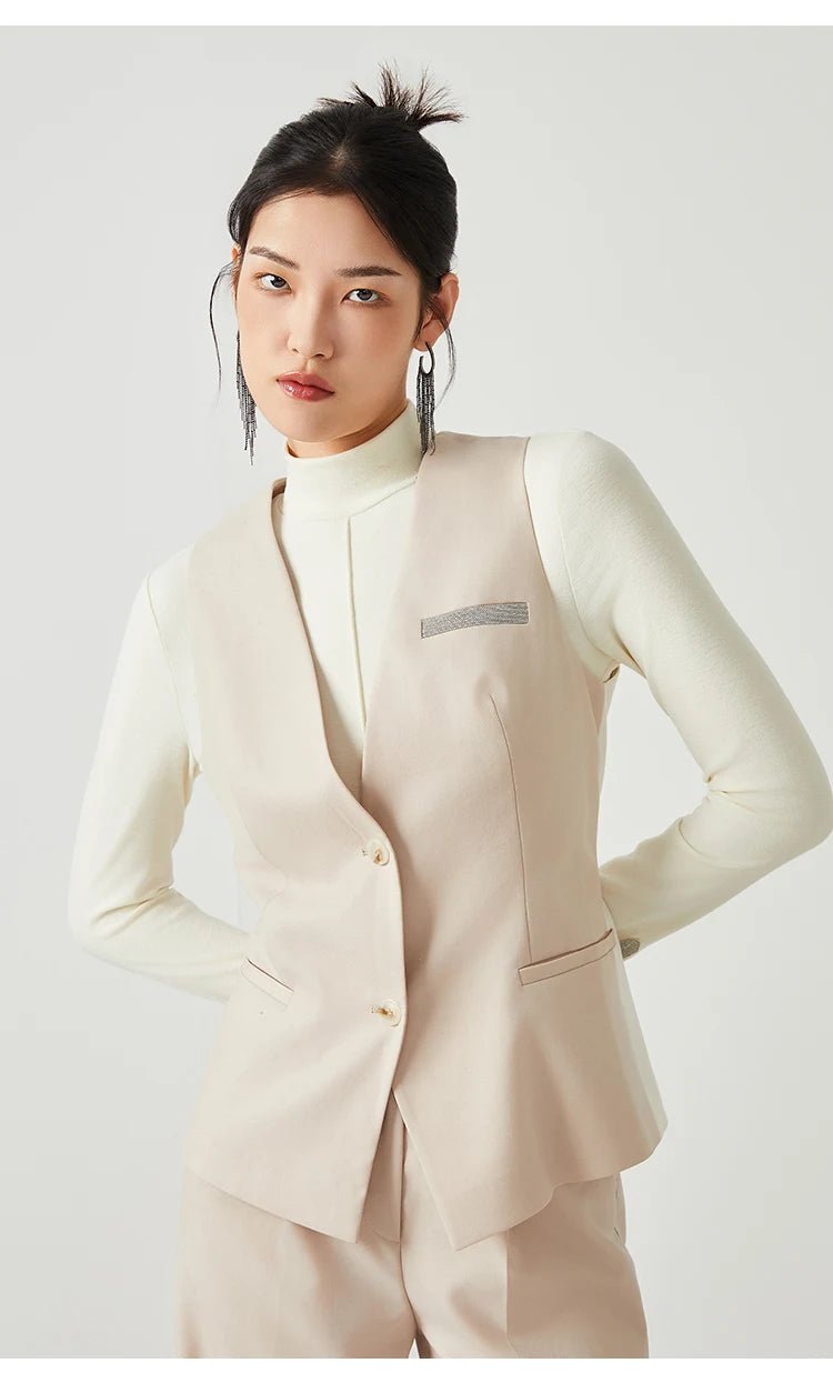 K2548W Luxury women's autumn suits vest wool office business wear formal Laidies woolen clothes - Walmarkettt.com