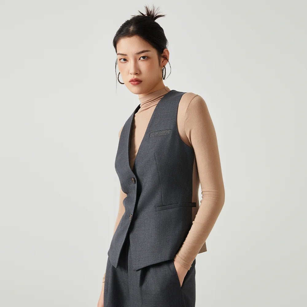 K2548W Luxury women's autumn suits vest wool office business wear formal Laidies woolen clothes - Walmarkettt.com