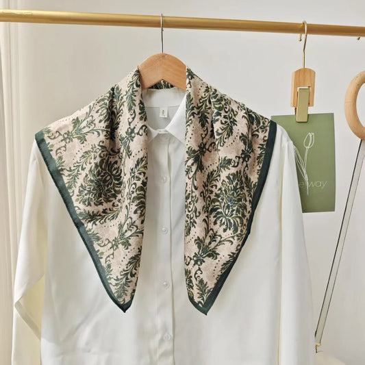 Korean style cotton and linen tactile artistic retro small square scarf, headscarf, women's spring and autumn neck protection sc - Walmarkettt.com