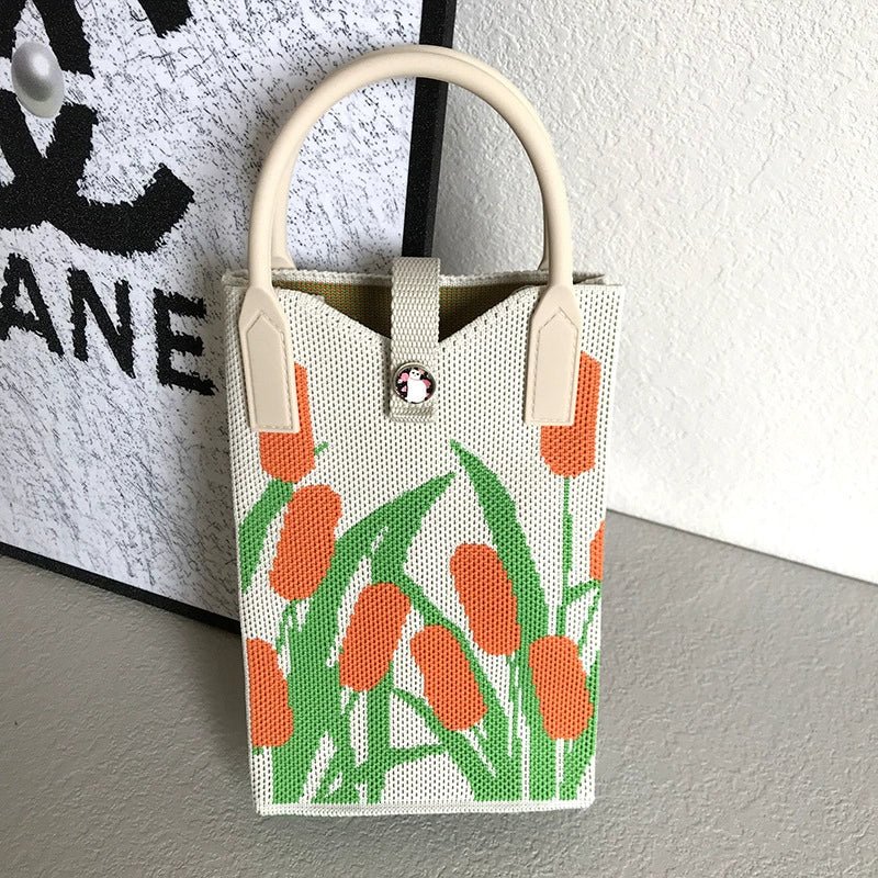 Korean Style Handbag, Fashionable and Simple, Knitted Single Shoulder Crossbody Mini Phone Bag, Portable Storage Coin Purse for Going Out - Walmarkettt.com