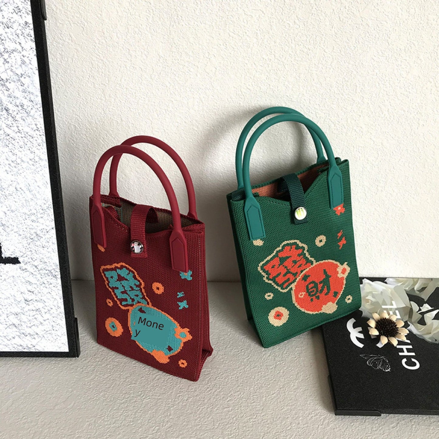 Korean Style Handbag, Fashionable and Simple, Knitted Single Shoulder Crossbody Mini Phone Bag, Portable Storage Coin Purse for Going Out - Walmarkettt.com