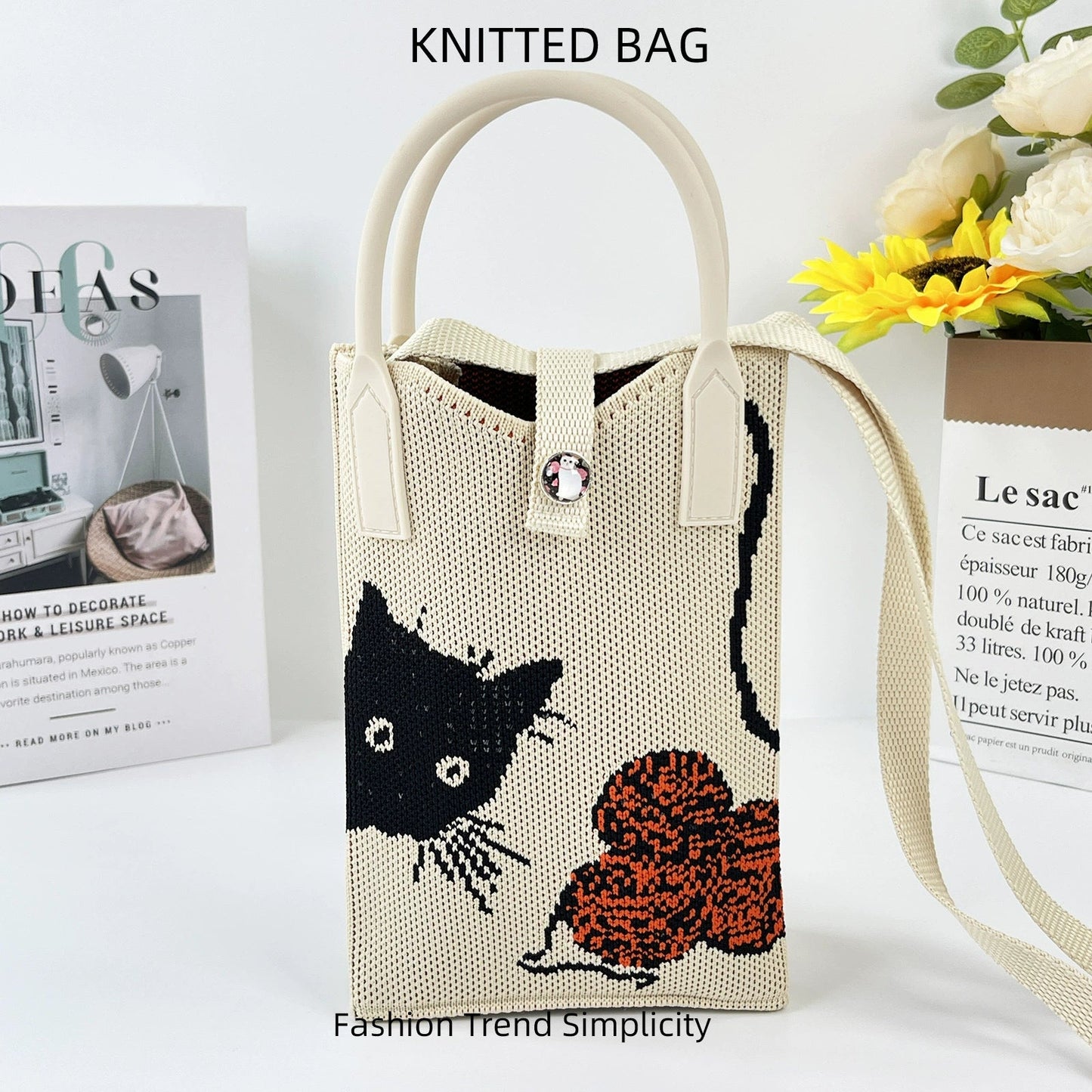 Korean Style Handbag, Fashionable and Simple, Knitted Single Shoulder Crossbody Mini Phone Bag, Portable Storage Coin Purse for Going Out - Walmarkettt.com
