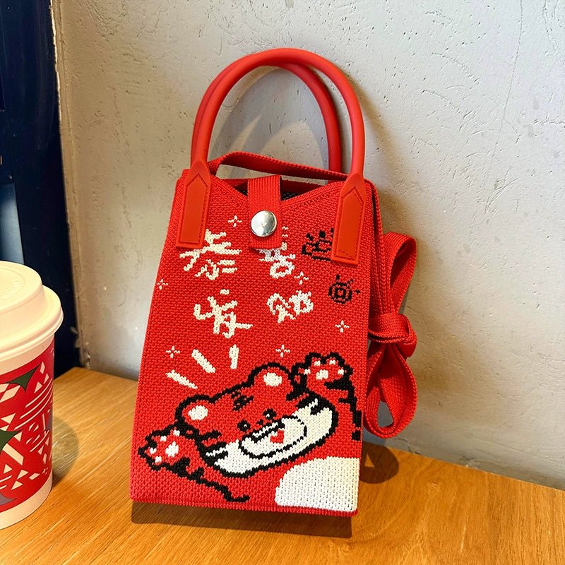 Korean Style Handbag, Fashionable and Simple, Knitted Single Shoulder Crossbody Mini Phone Bag, Portable Storage Coin Purse for Going Out - Walmarkettt.com