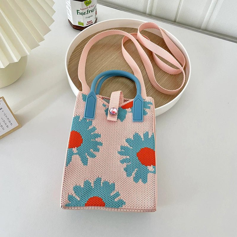Korean Style Handbag, Fashionable and Simple, Knitted Single Shoulder Crossbody Mini Phone Bag, Portable Storage Coin Purse for Going Out - Walmarkettt.com