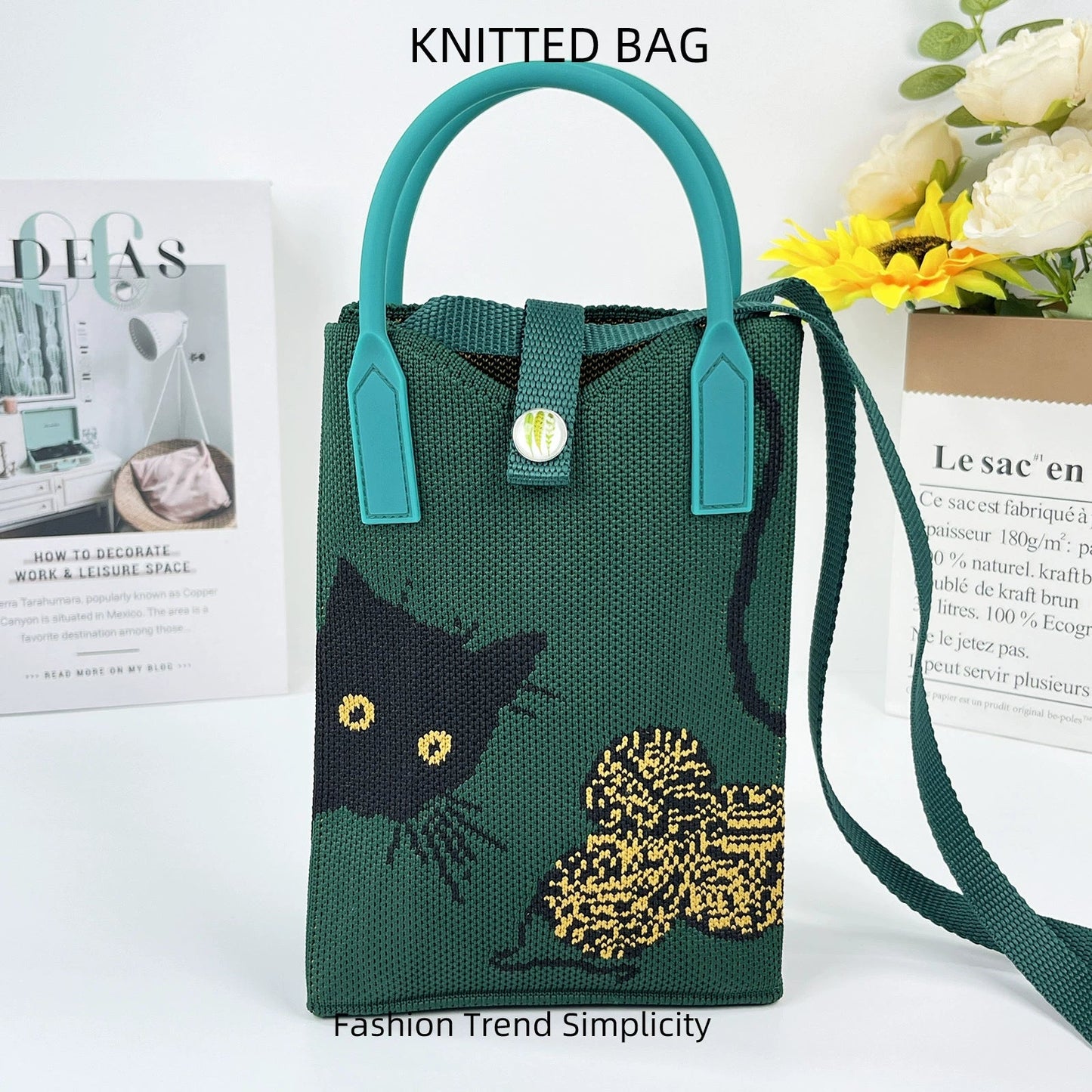 Korean Style Handbag, Fashionable and Simple, Knitted Single Shoulder Crossbody Mini Phone Bag, Portable Storage Coin Purse for Going Out - Walmarkettt.com