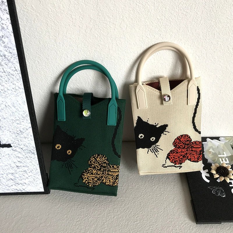 Korean Style Handbag, Fashionable and Simple, Knitted Single Shoulder Crossbody Mini Phone Bag, Portable Storage Coin Purse for Going Out - Walmarkettt.com