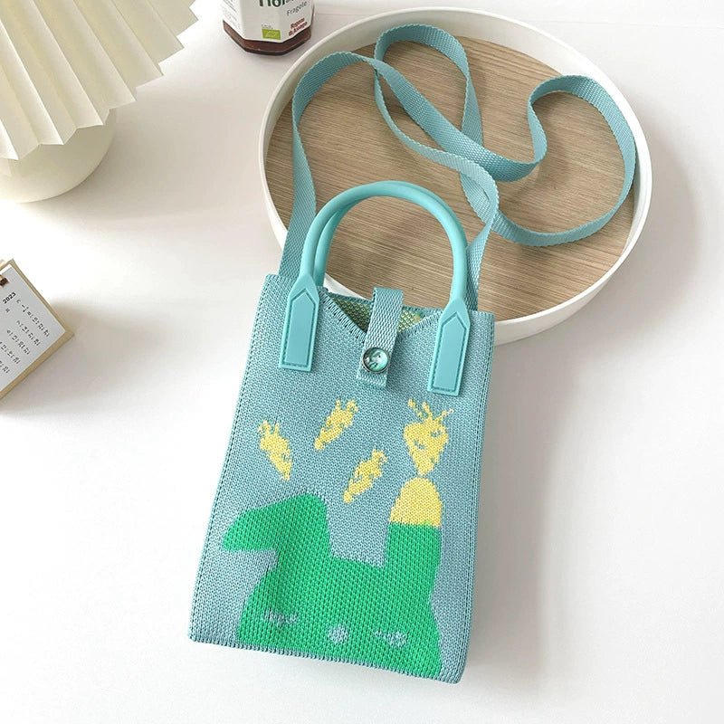 Korean Style Handbag, Fashionable and Simple, Knitted Single Shoulder Crossbody Mini Phone Bag, Portable Storage Coin Purse for Going Out - Walmarkettt.com