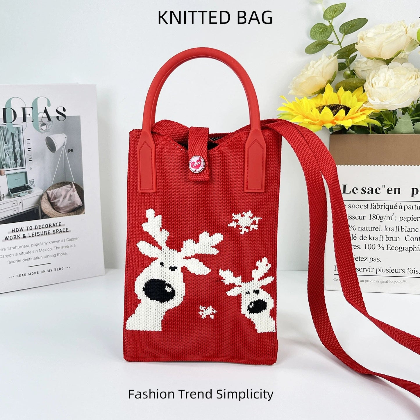 Korean Style Handbag, Fashionable and Simple, Knitted Single Shoulder Crossbody Mini Phone Bag, Portable Storage Coin Purse for Going Out - Walmarkettt.com