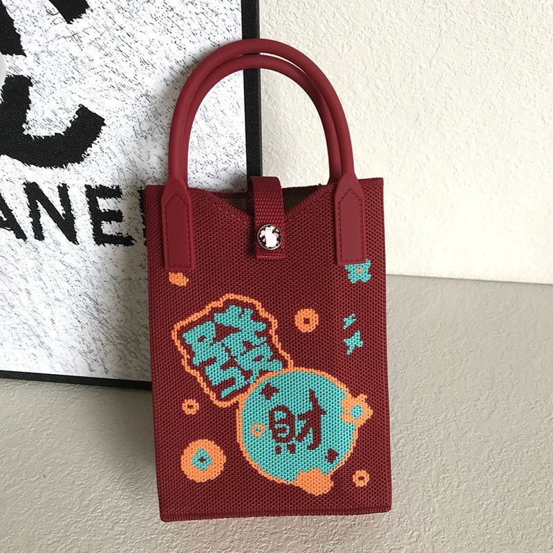 Korean Style Handbag, Fashionable and Simple, Knitted Single Shoulder Crossbody Mini Phone Bag, Portable Storage Coin Purse for Going Out - Walmarkettt.com