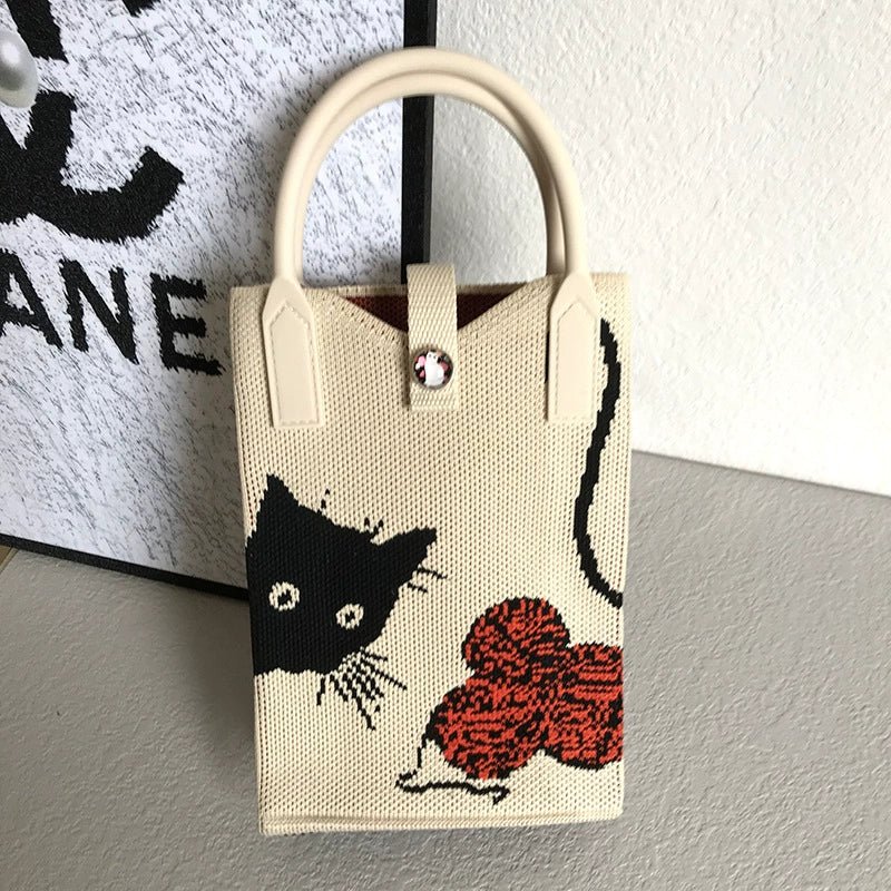 Korean Style Handbag, Fashionable and Simple, Knitted Single Shoulder Crossbody Mini Phone Bag, Portable Storage Coin Purse for Going Out - Walmarkettt.com