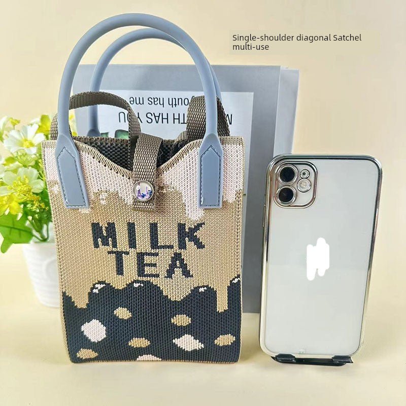 Korean Style Handbag, Fashionable and Simple, Knitted Single Shoulder Crossbody Mini Phone Bag, Portable Storage Coin Purse for Going Out - Walmarkettt.com