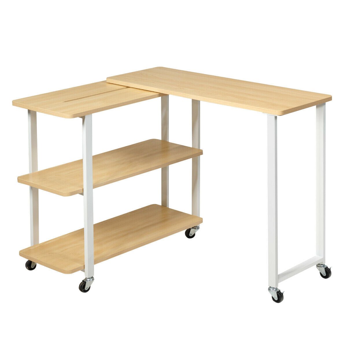 L - Shape 360° Rotating Computer PC Desk Corner Table - Walmarkettt.com