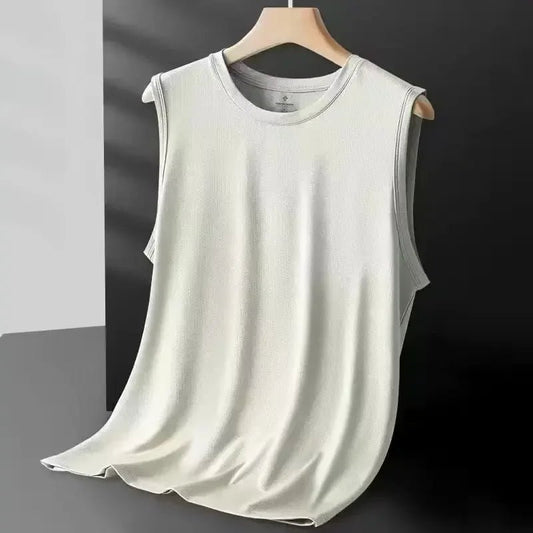 Men's Ice Silk Mesh Vest Lightweight Sports Summer Wear Sleeveless T-shirt Tank Top Casual Fashion Outerwear - Walmarkettt.com