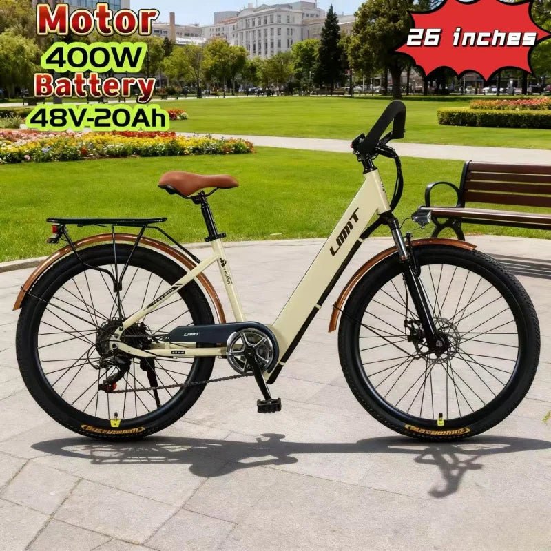 New fashionable E - bike, 26 - inch urban commuter electric bicycle for adults, 400W brushless motor, 48V20AH battery electric moped - Walmarkettt.com