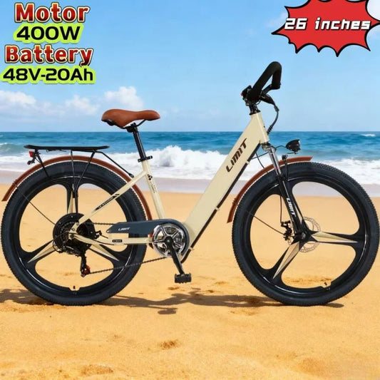 New fashionable E - bike, 26 - inch urban commuter electric bicycle for adults, 400W brushless motor, 48V20AH battery electric moped - Walmarkettt.com