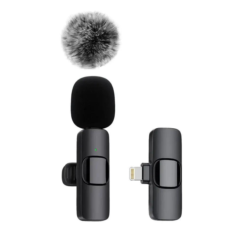 NEW Wireless Lavalier Microphone Audio Video Recording Mini Mic For iPhone Android Laptop Live Gaming Mobile Phone Microphone - Walmarkettt.com