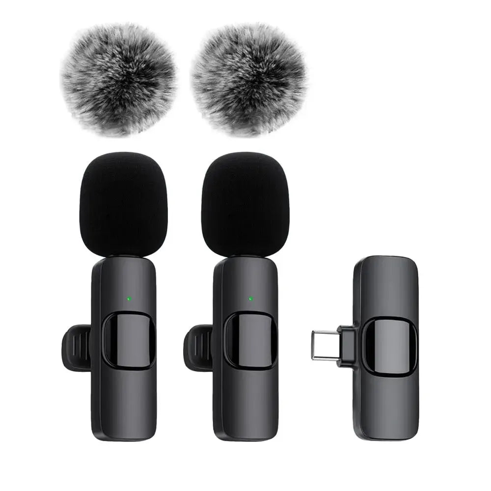 NEW Wireless Lavalier Microphone Audio Video Recording Mini Mic For iPhone Android Laptop Live Gaming Mobile Phone Microphone - Walmarkettt.com