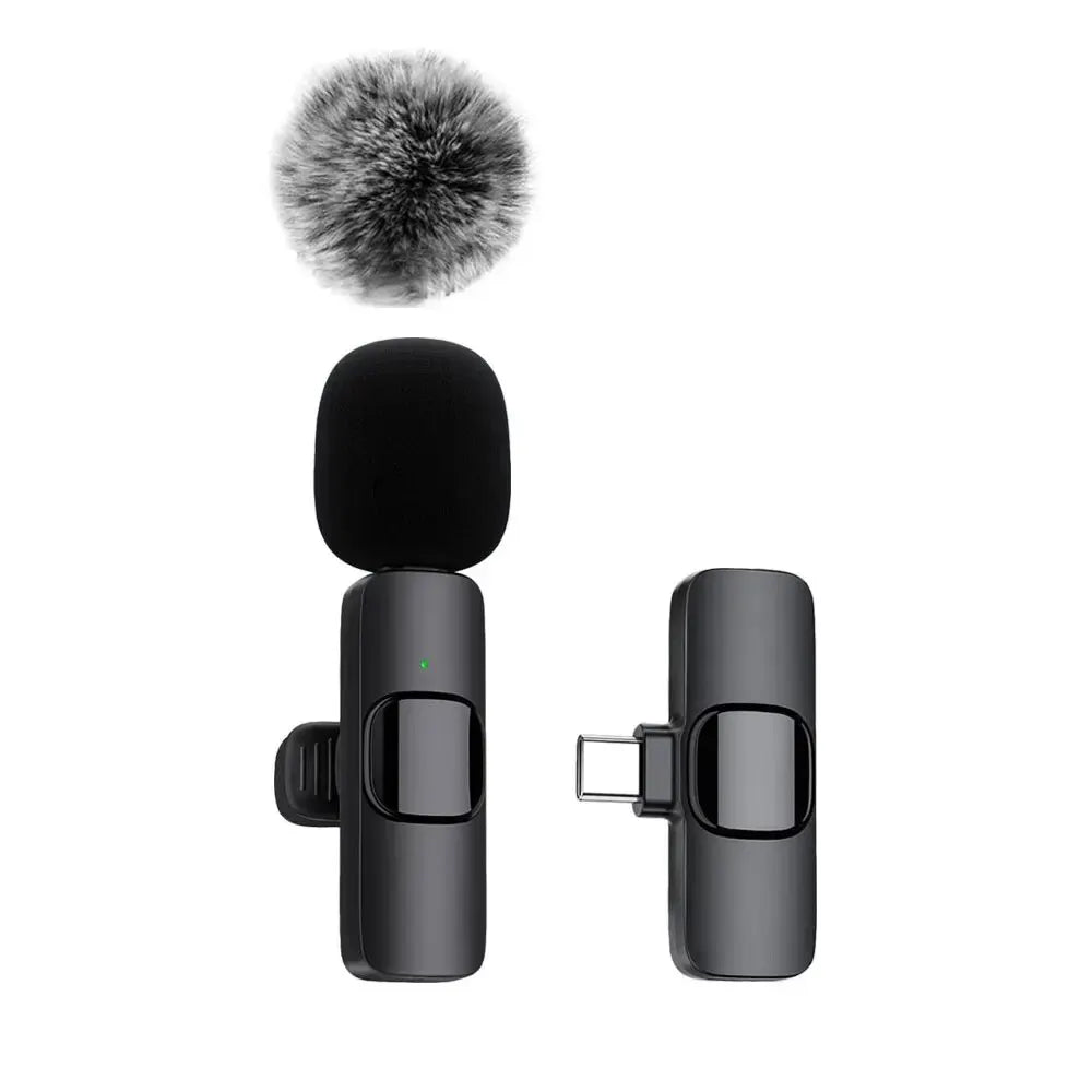 NEW Wireless Lavalier Microphone Audio Video Recording Mini Mic For iPhone Android Laptop Live Gaming Mobile Phone Microphone - Walmarkettt.com