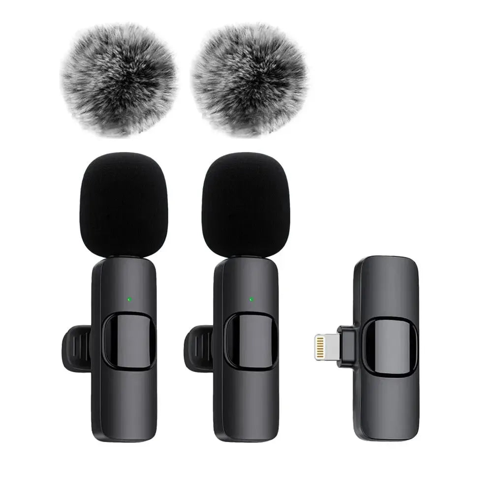 NEW Wireless Lavalier Microphone Audio Video Recording Mini Mic For iPhone Android Laptop Live Gaming Mobile Phone Microphone - Walmarkettt.com