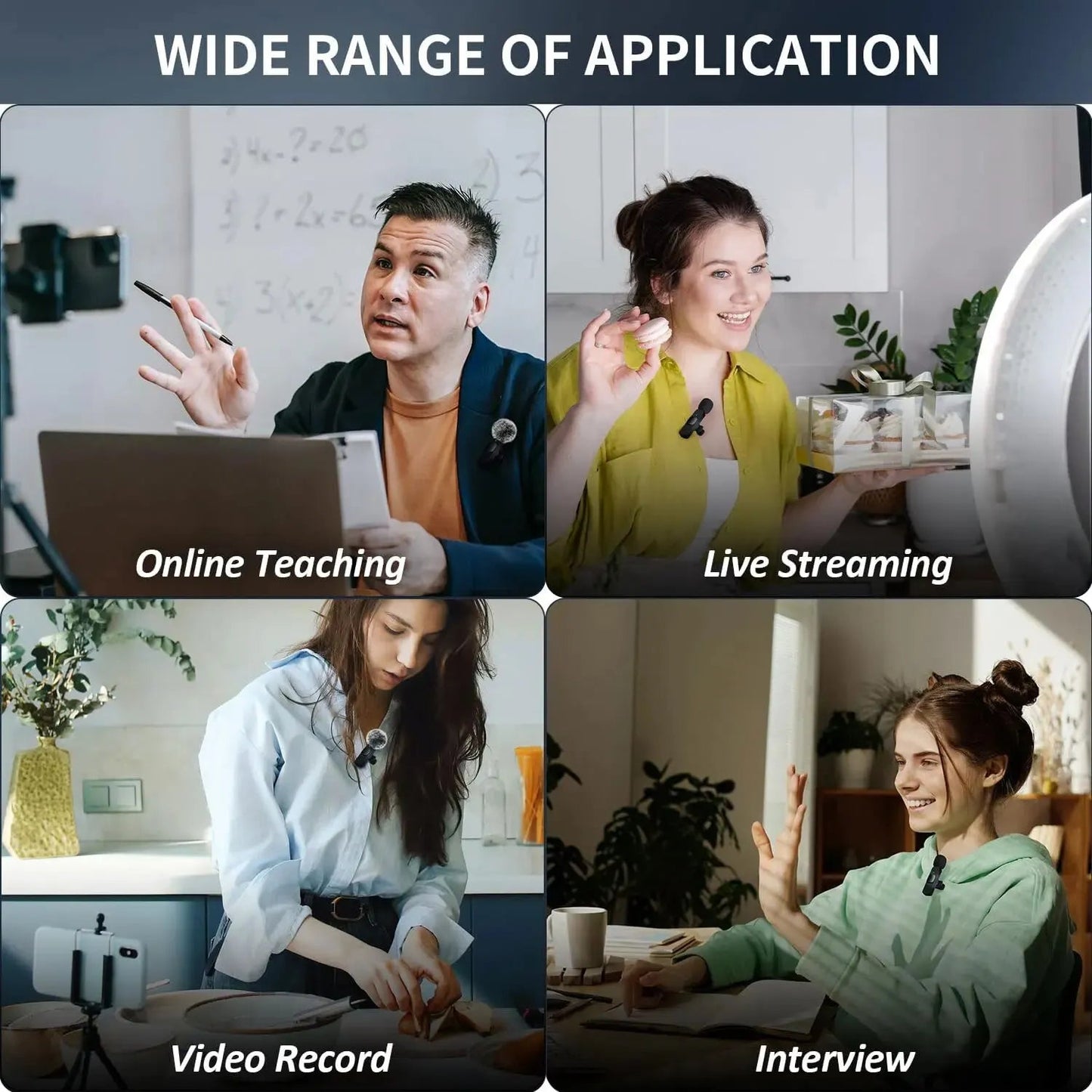 NEW Wireless Lavalier Microphone Audio Video Recording Mini Mic For iPhone Android Laptop Live Gaming Mobile Phone Microphone - Walmarkettt.com