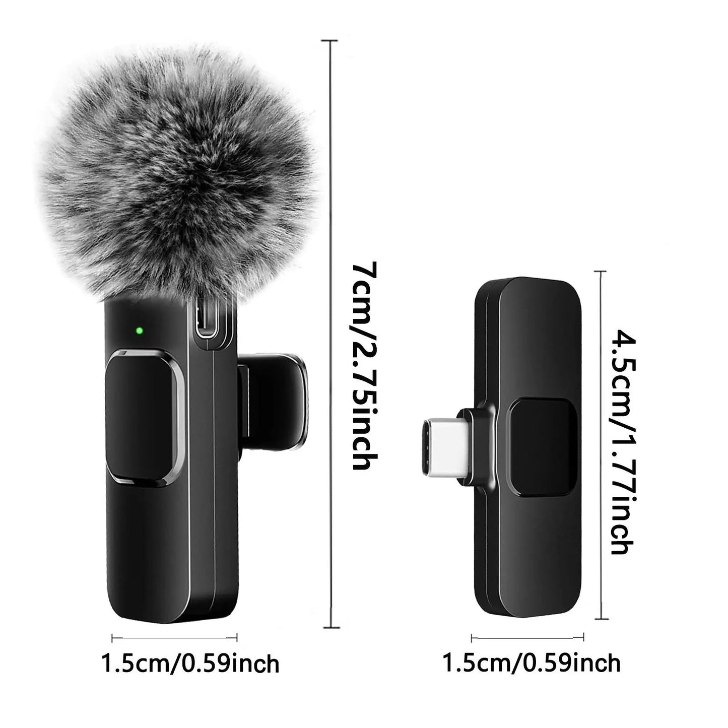 NEW Wireless Lavalier Microphone Audio Video Recording Mini Mic For iPhone Android Laptop Live Gaming Mobile Phone Microphone - Walmarkettt.com