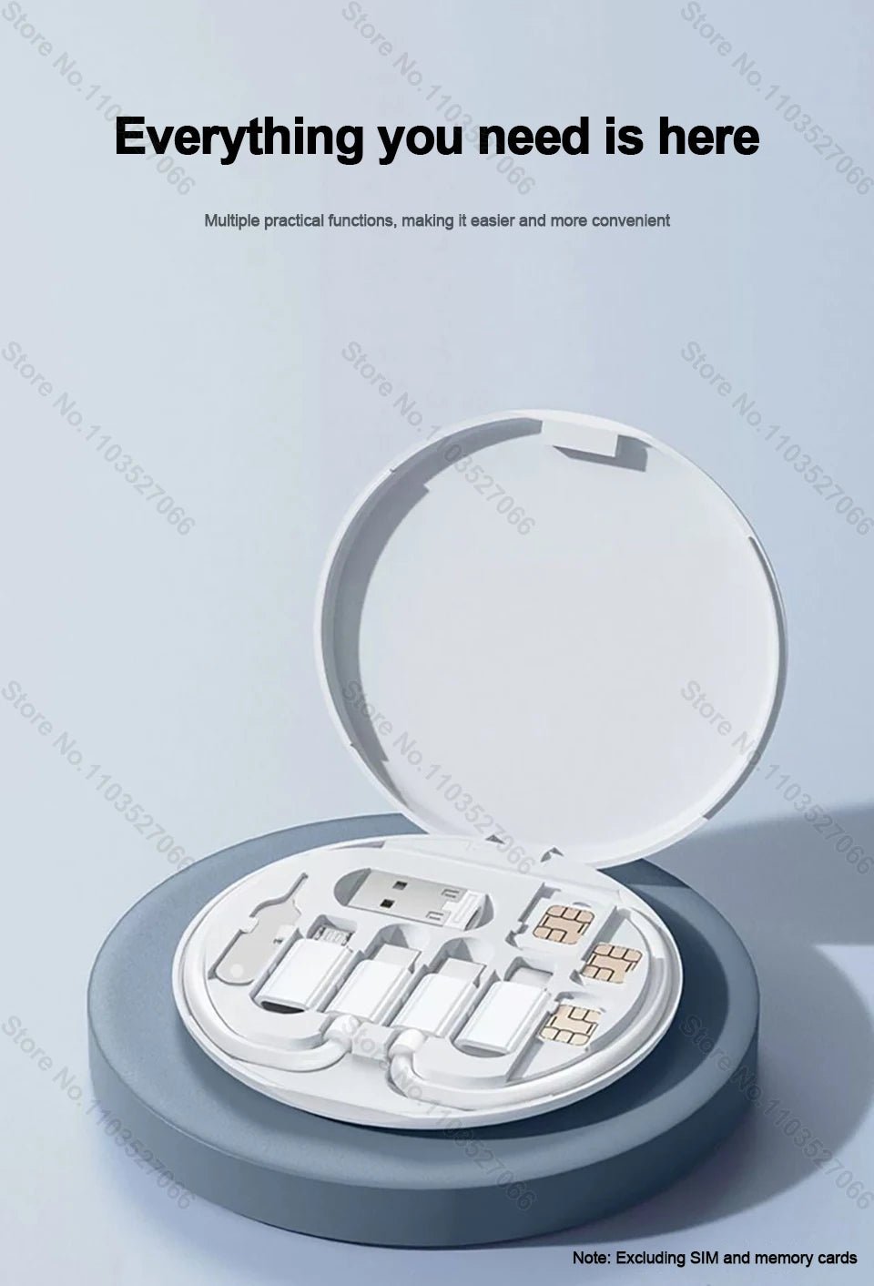 PD 60W Multifunctional USB Type C Data Cable Set Fast Charging For IPhone Xiaomi Charger Storage Box Adapter Card Pin Travel Box - Walmarkettt.com