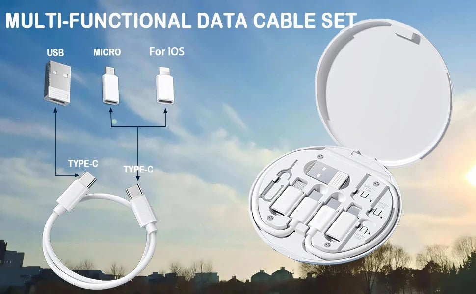 PD 60W Multifunctional USB Type C Data Cable Set Fast Charging For IPhone Xiaomi Charger Storage Box Adapter Card Pin Travel Box - Walmarkettt.com