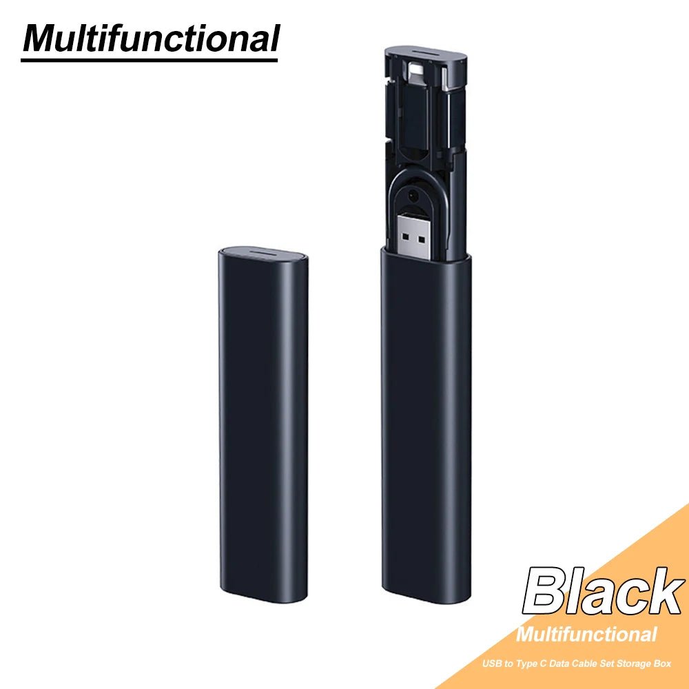PD 60W Multifunctional USB Type C Data Cable Set Fast Charging For IPhone Xiaomi Charger Storage Box Adapter Card Pin Travel Box - Walmarkettt.com