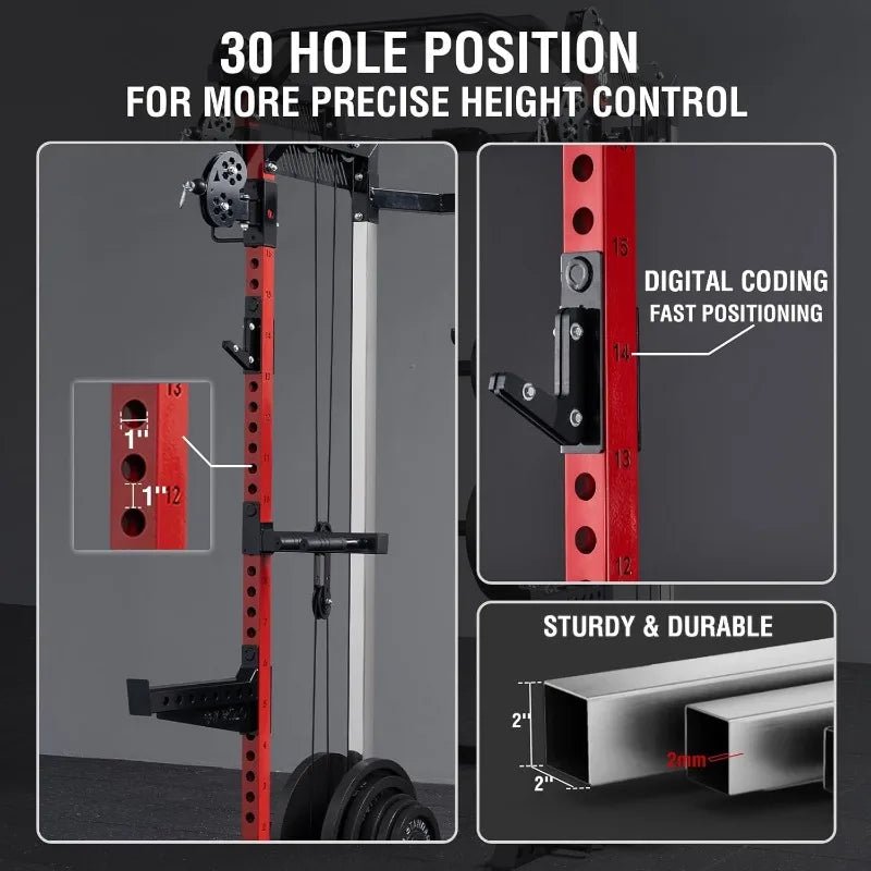 Power Cage, 2000LB Power Rack with Independent Dual Pulley System, Multi - Function Home Gym Workout Machine for Cable Crossover - Walmarkettt.com