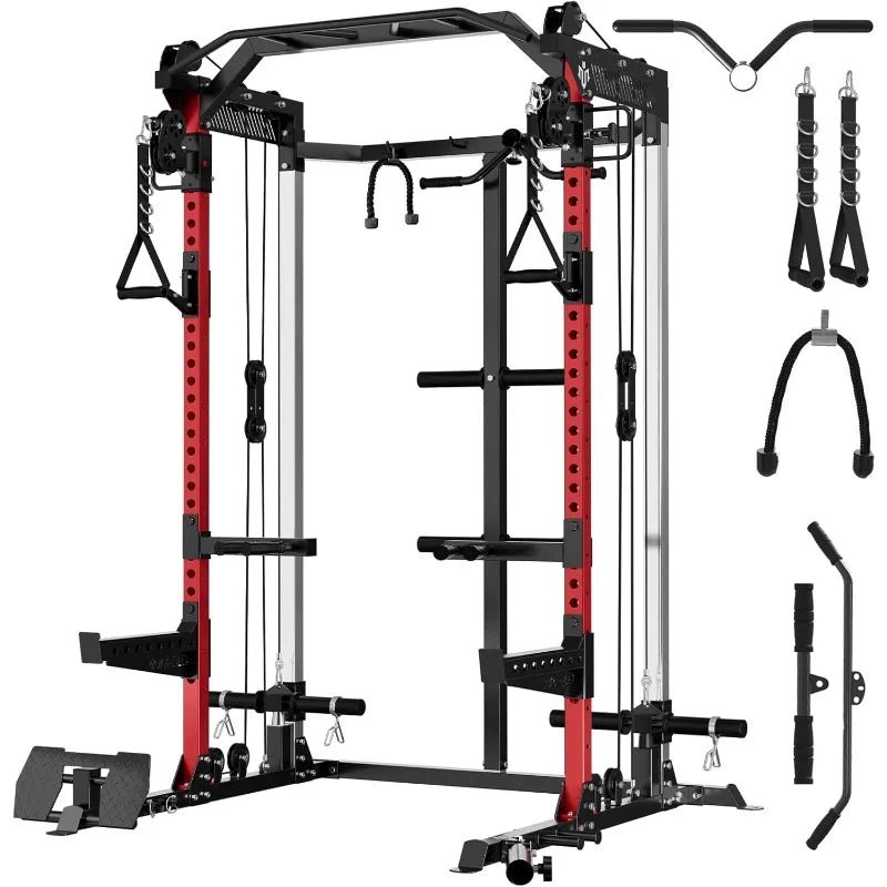 Power Cage, 2000LB Power Rack with Independent Dual Pulley System, Multi - Function Home Gym Workout Machine for Cable Crossover - Walmarkettt.com