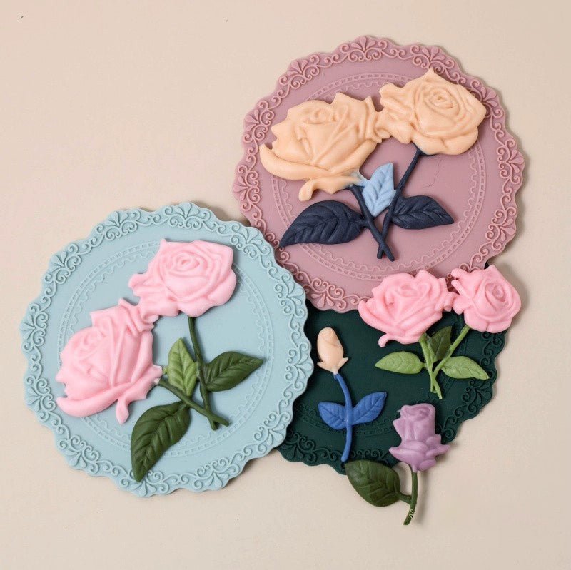 Rose Flower Leaf Mold Retro Bouquet Valentine's Day Mother's Day Fondant Birthday Cake Silicone Mold - Walmarkettt.com