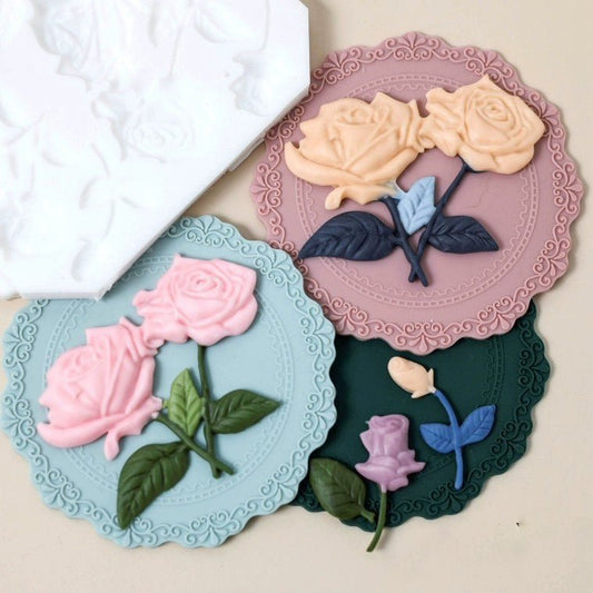 Rose Flower Leaf Mold Retro Bouquet Valentine's Day Mother's Day Fondant Birthday Cake Silicone Mold - Walmarkettt.com
