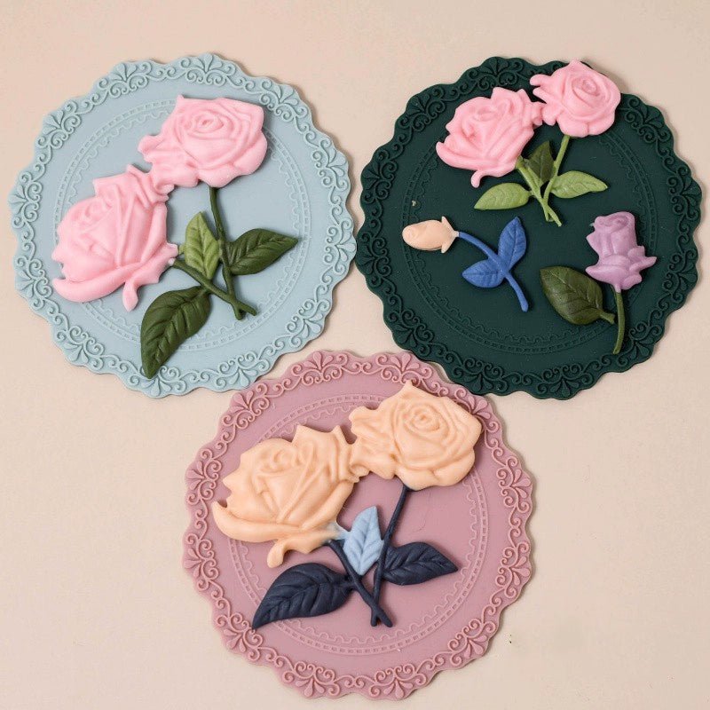 Rose Flower Leaf Mold Retro Bouquet Valentine's Day Mother's Day Fondant Birthday Cake Silicone Mold - Walmarkettt.com