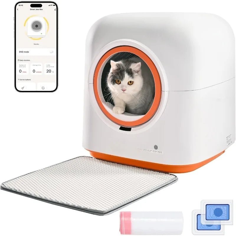 Self - Cleaning Litter Box, Automatic Cat Litter Box With APP Control, Odor - Eliminating, 60L Capacity, Anti - Pinch Safety - Walmarkettt.com