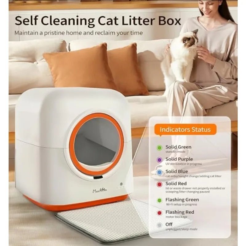 Self - Cleaning Litter Box, Automatic Cat Litter Box With APP Control, Odor - Eliminating, 60L Capacity, Anti - Pinch Safety - Walmarkettt.com