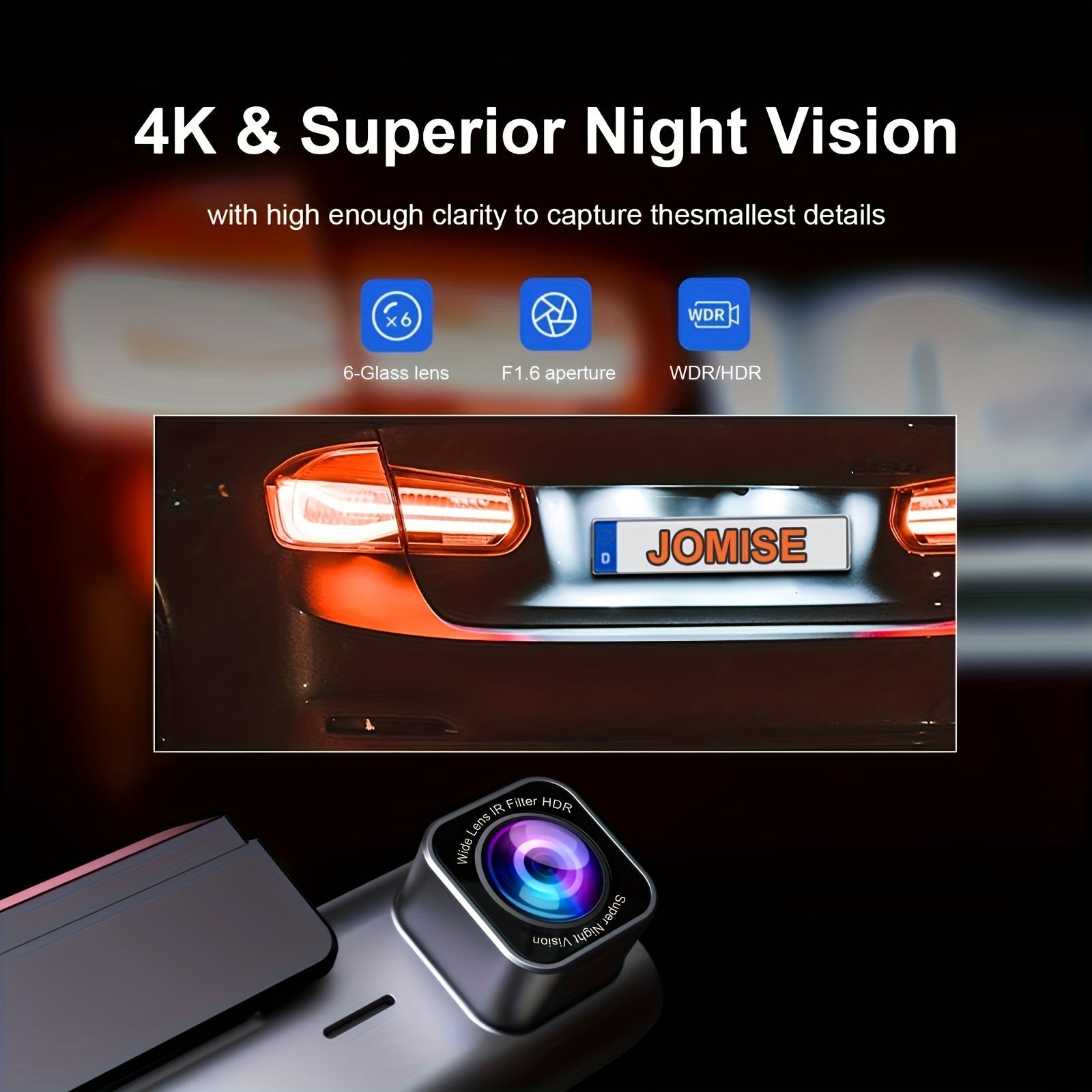 Smart 4K UHD Dual Dash Cam For Cars Touch Screen & APP Control, Front 4K+Rear 1080P, 170° Wide Angle, Super Night Vision, Built - in Wi - Fi GPS, WDR/HDR - Walmarkettt.com