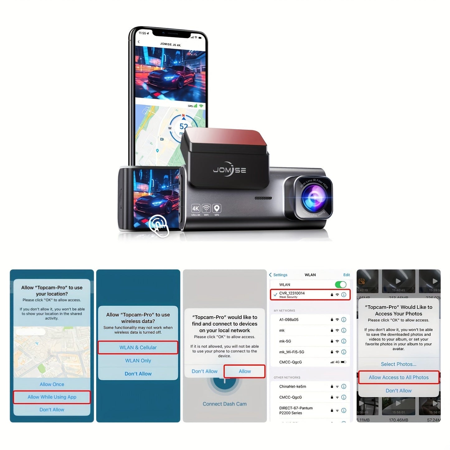 Smart 4K UHD Dual Dash Cam For Cars Touch Screen & APP Control, Front 4K+Rear 1080P, 170° Wide Angle, Super Night Vision, Built - in Wi - Fi GPS, WDR/HDR - Walmarkettt.com