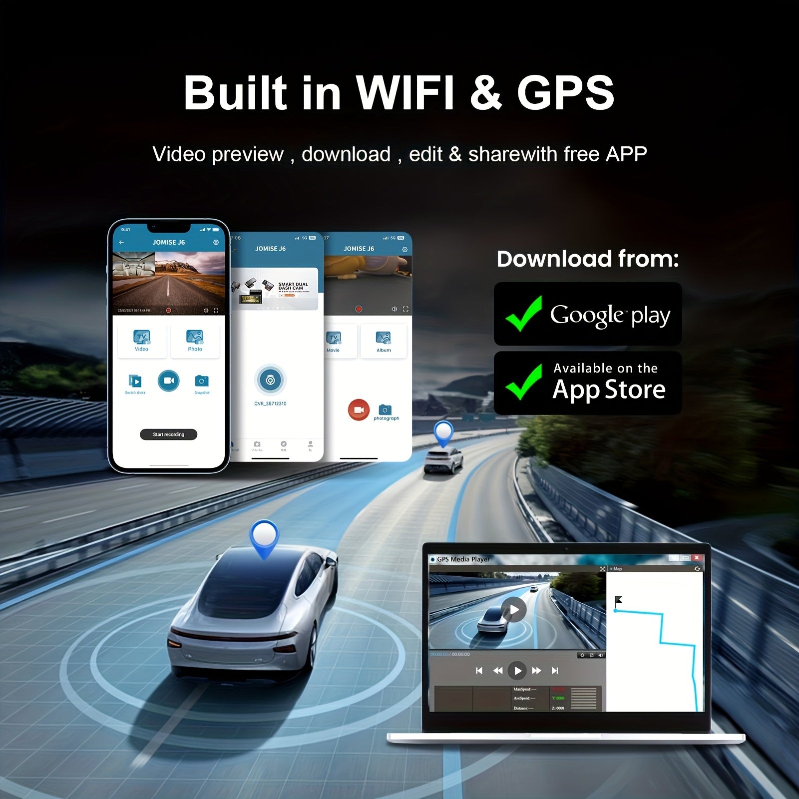 Smart 4K UHD Dual Dash Cam For Cars Touch Screen & APP Control, Front 4K+Rear 1080P, 170° Wide Angle, Super Night Vision, Built - in Wi - Fi GPS, WDR/HDR - Walmarkettt.com