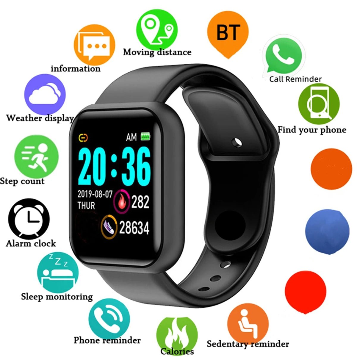 Smartwatch Men Women Wristwatches Smart Watch Message Fitness Monitor Bracelet Birthday Gift Electronic Clock For Android IOS - Walmarkettt.com