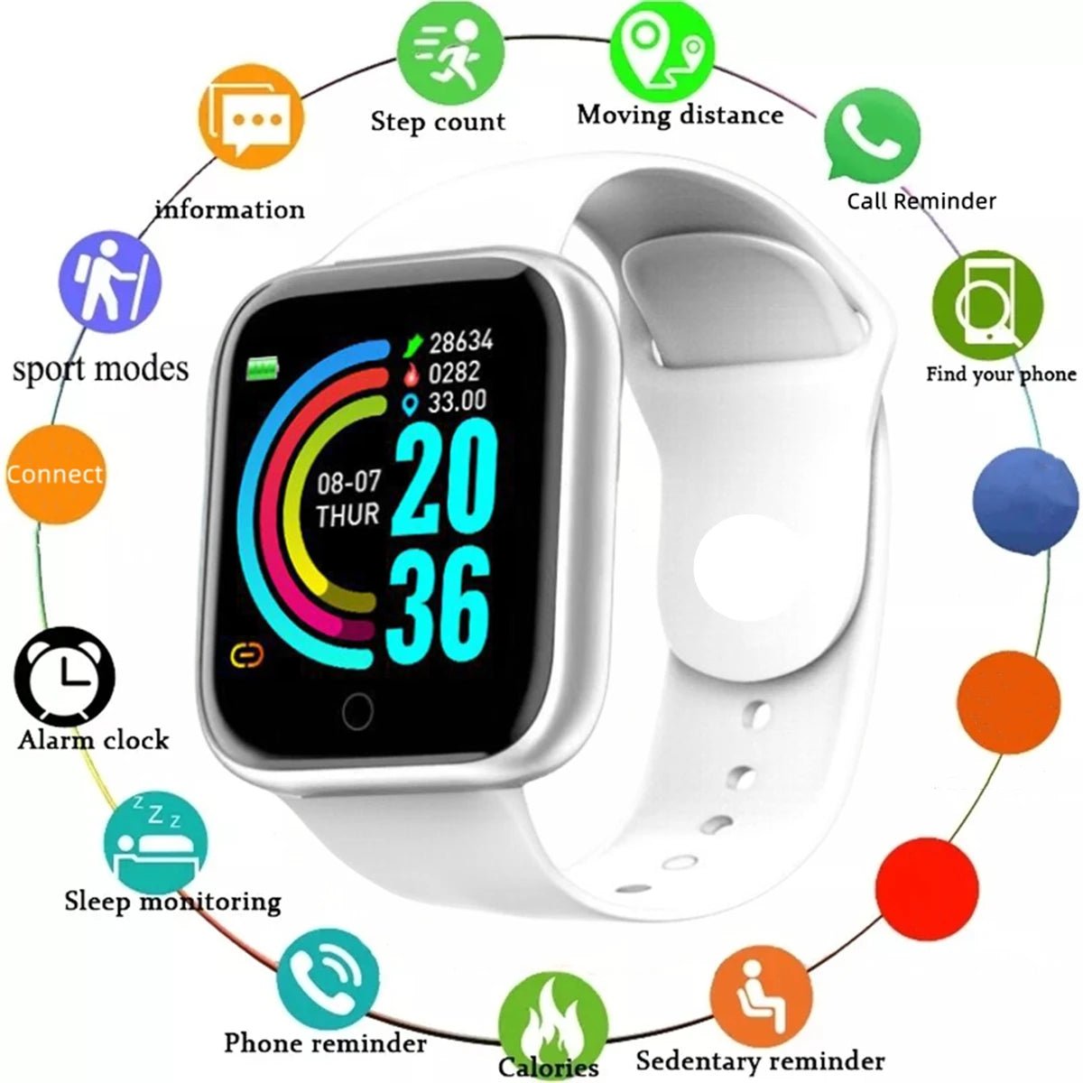 Smartwatch Men Women Wristwatches Smart Watch Message Fitness Monitor Bracelet Birthday Gift Electronic Clock For Android IOS - Walmarkettt.com