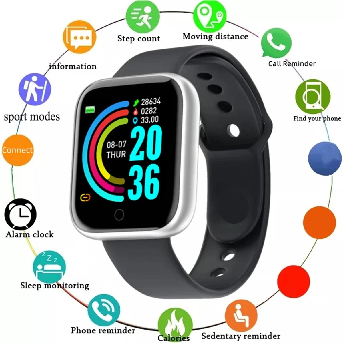 Smartwatch Men Women Wristwatches Smart Watch Message Fitness Monitor Bracelet Birthday Gift Electronic Clock For Android IOS - Walmarkettt.com