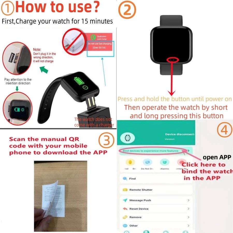 Smartwatch Men Women Wristwatches Smart Watch Message Fitness Monitor Bracelet Birthday Gift Electronic Clock For Android IOS - Walmarkettt.com