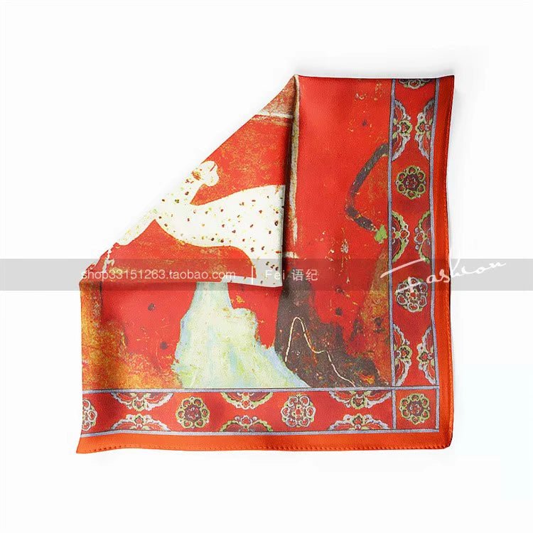 Spring and Autumn Dunhuang Mural Printing Chinese Style Small Square Towel - Walmarkettt.com