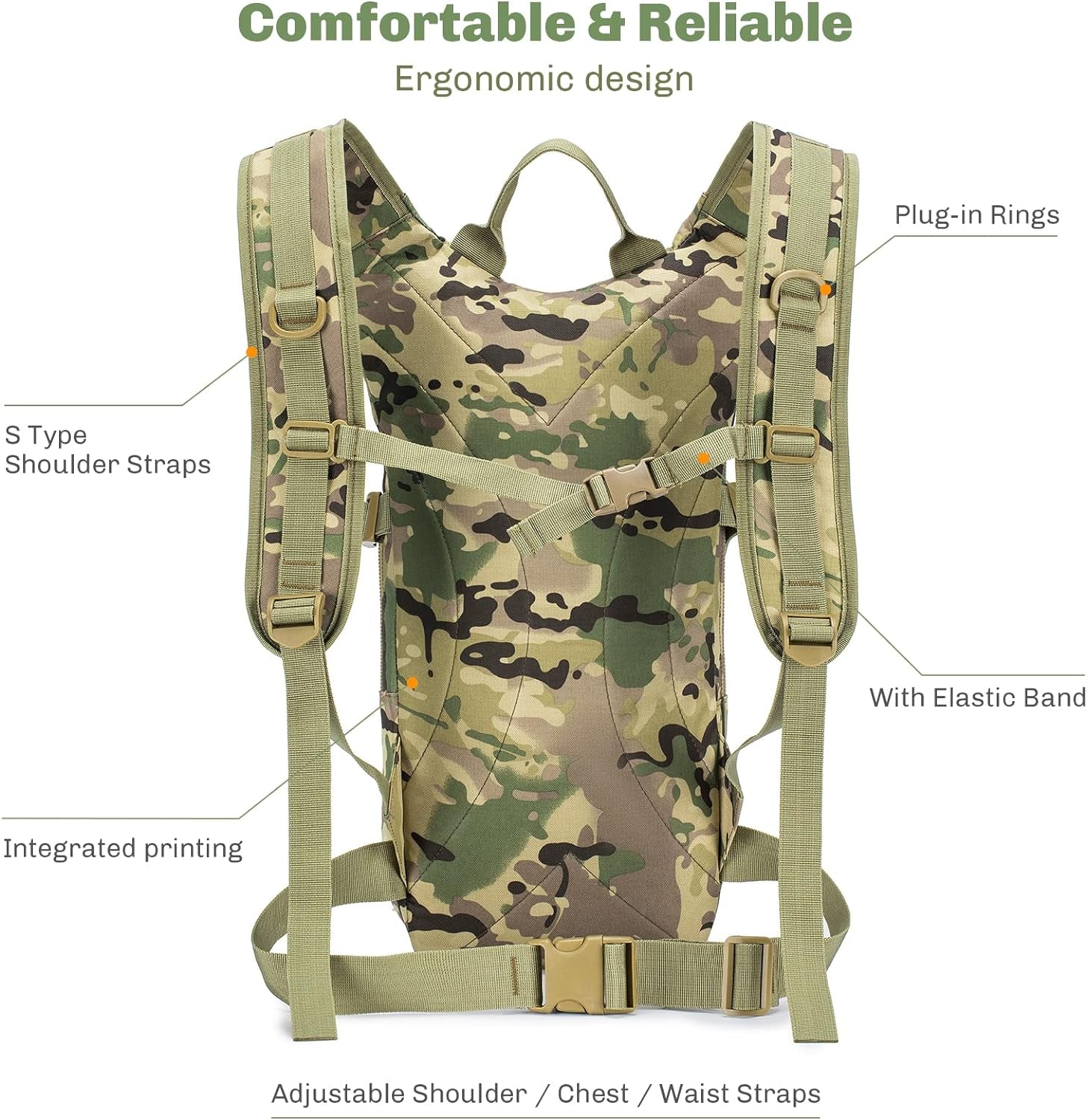 Tactical Hydration Pack Backpack Military Daypack Water Backpack with - Walmarkettt.com