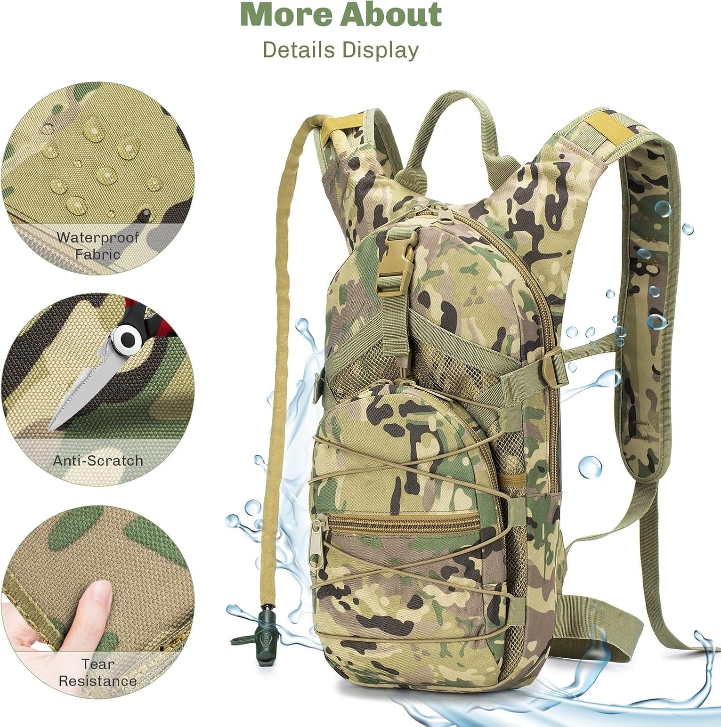 Tactical Hydration Pack Backpack Military Daypack Water Backpack with - Walmarkettt.com