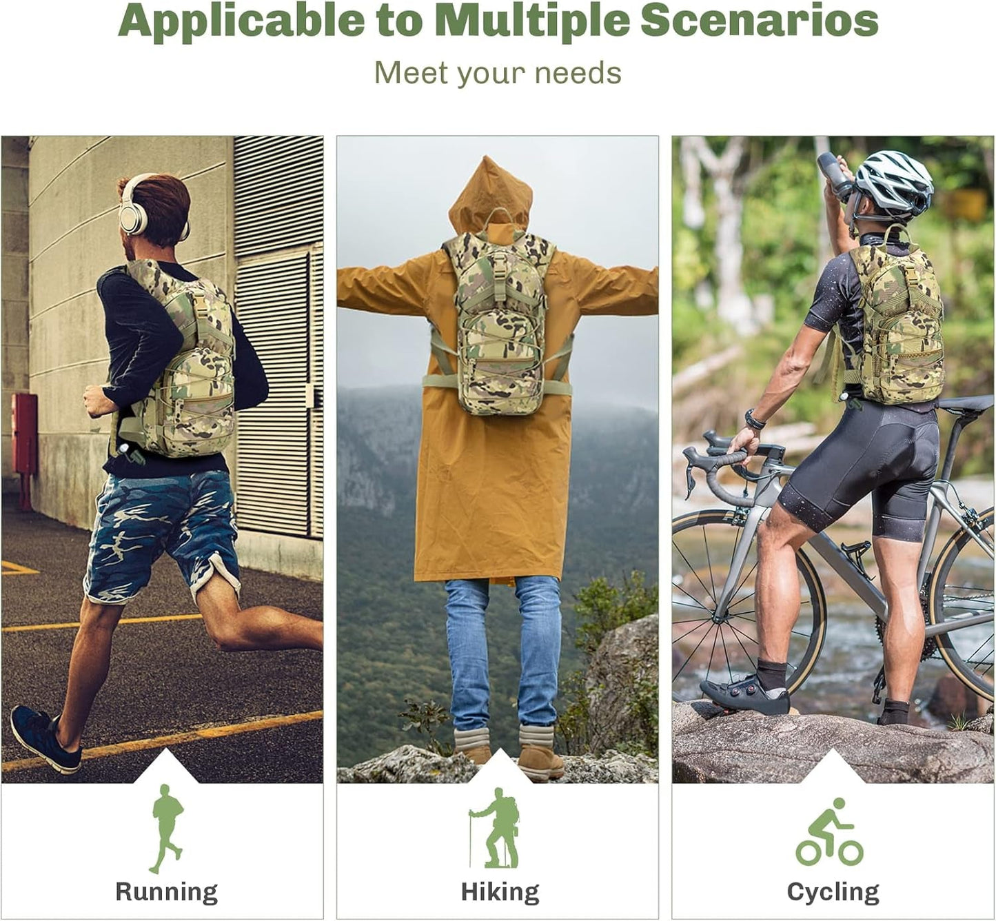 Tactical Hydration Pack Backpack Military Daypack Water Backpack with - Walmarkettt.com